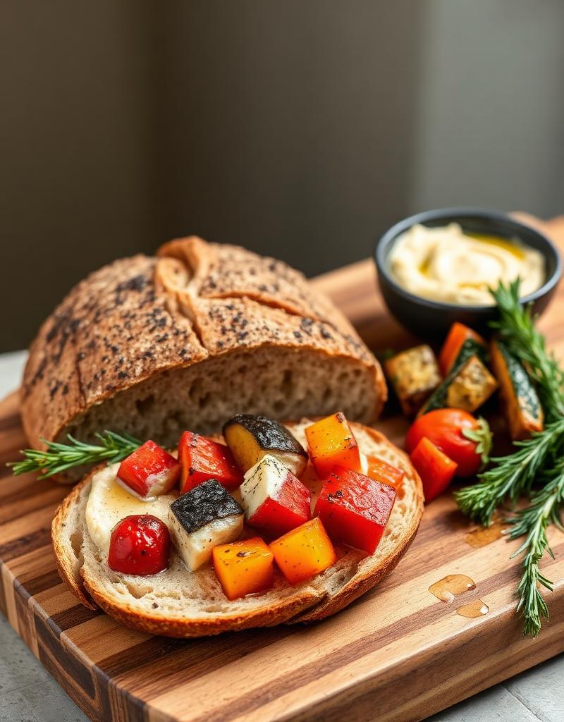 Roasted Veggie & Hummus Toast
